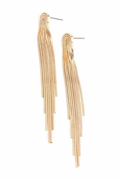 Copper Long Waterfall Diamond Cut Chain Earrings