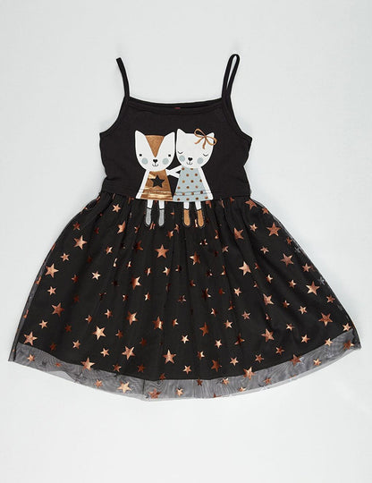 Black Copper Star Girl Dress