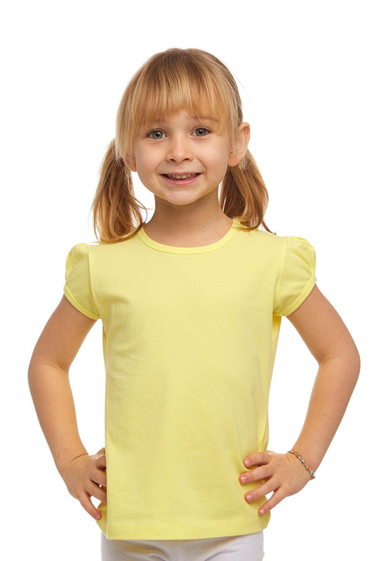 Light Yellow Girl's Short Sleeve Basic T-Shirt