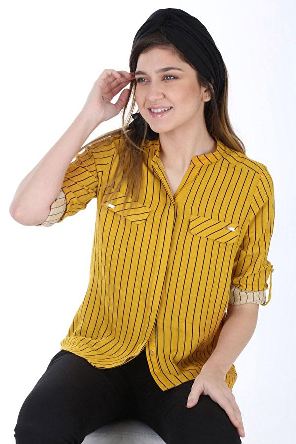 3455 Striped Shirt - Mustard