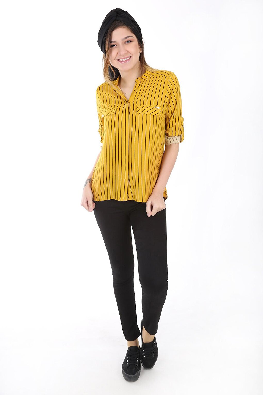 3455 Striped Shirt - Mustard