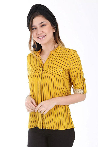 3455 Striped Shirt - Mustard