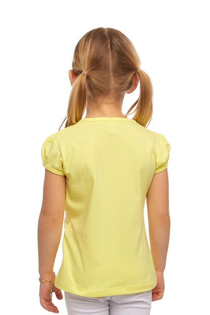 Light Yellow Girl's Short Sleeve Basic T-Shirt