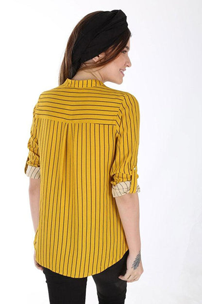 3455 Striped Shirt - Mustard