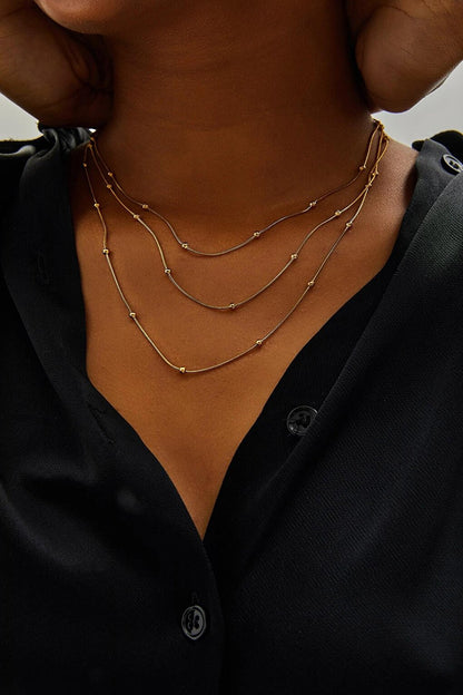 Women's Accessory Steel Three Row Chain Necklace