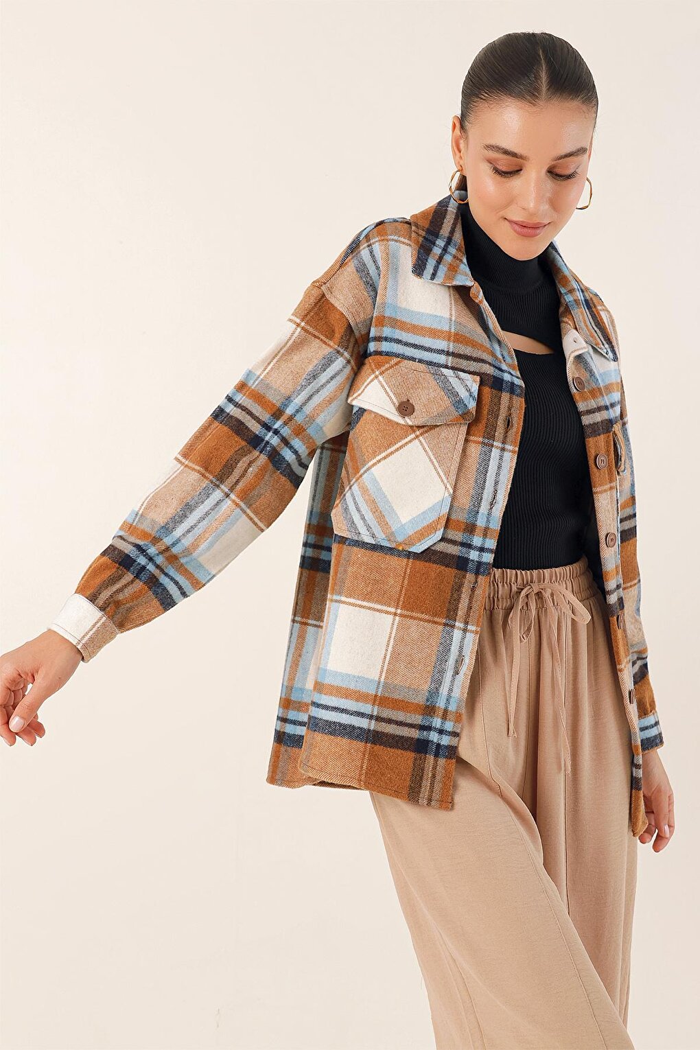 3958 Oversize Lumberjack Shirt - Tan