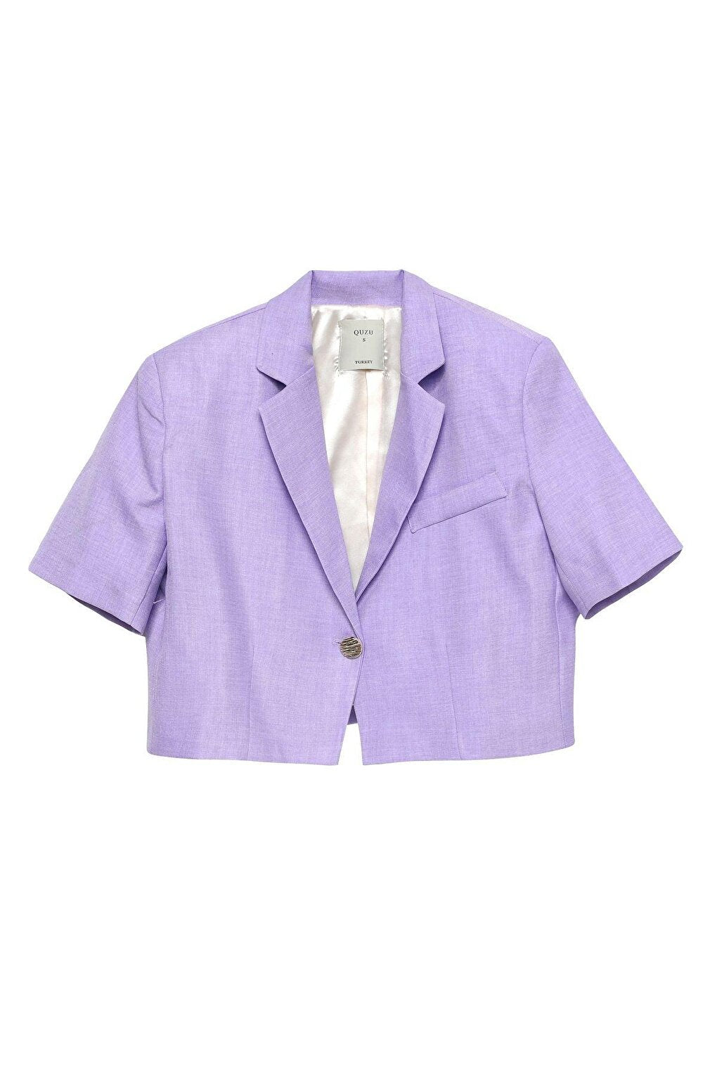 Padded Crop Blazer Jacket Lilac