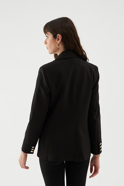 Button Detailed Blazer Jacket Black