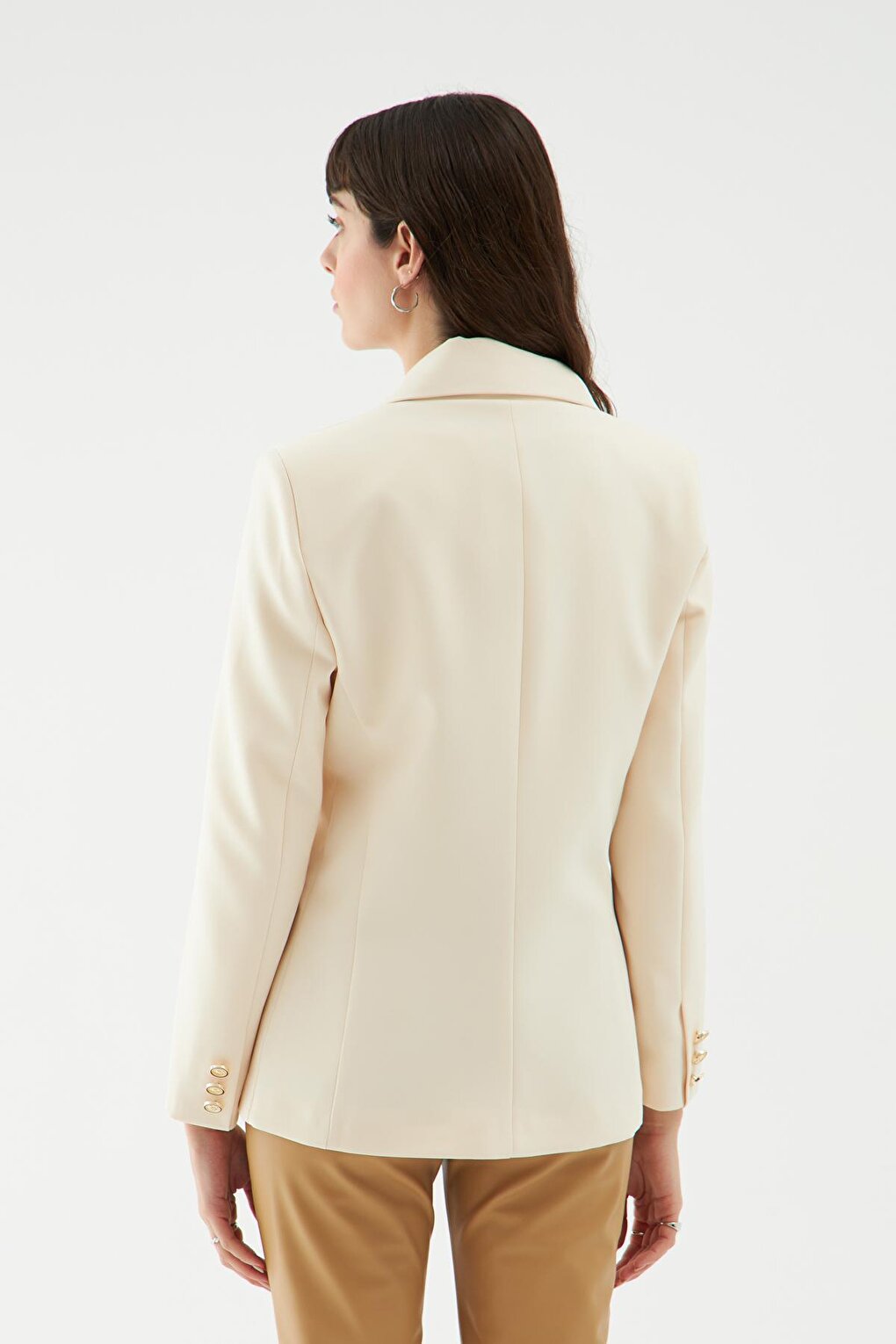 Button Detailed Blazer Jacket White