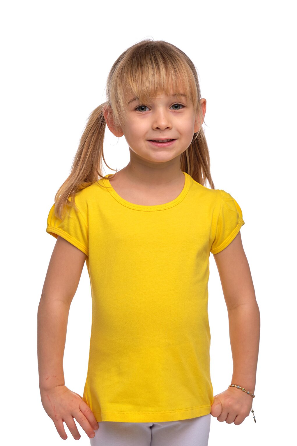 Yellow Girl's Short Sleeve Basic T-Shirt