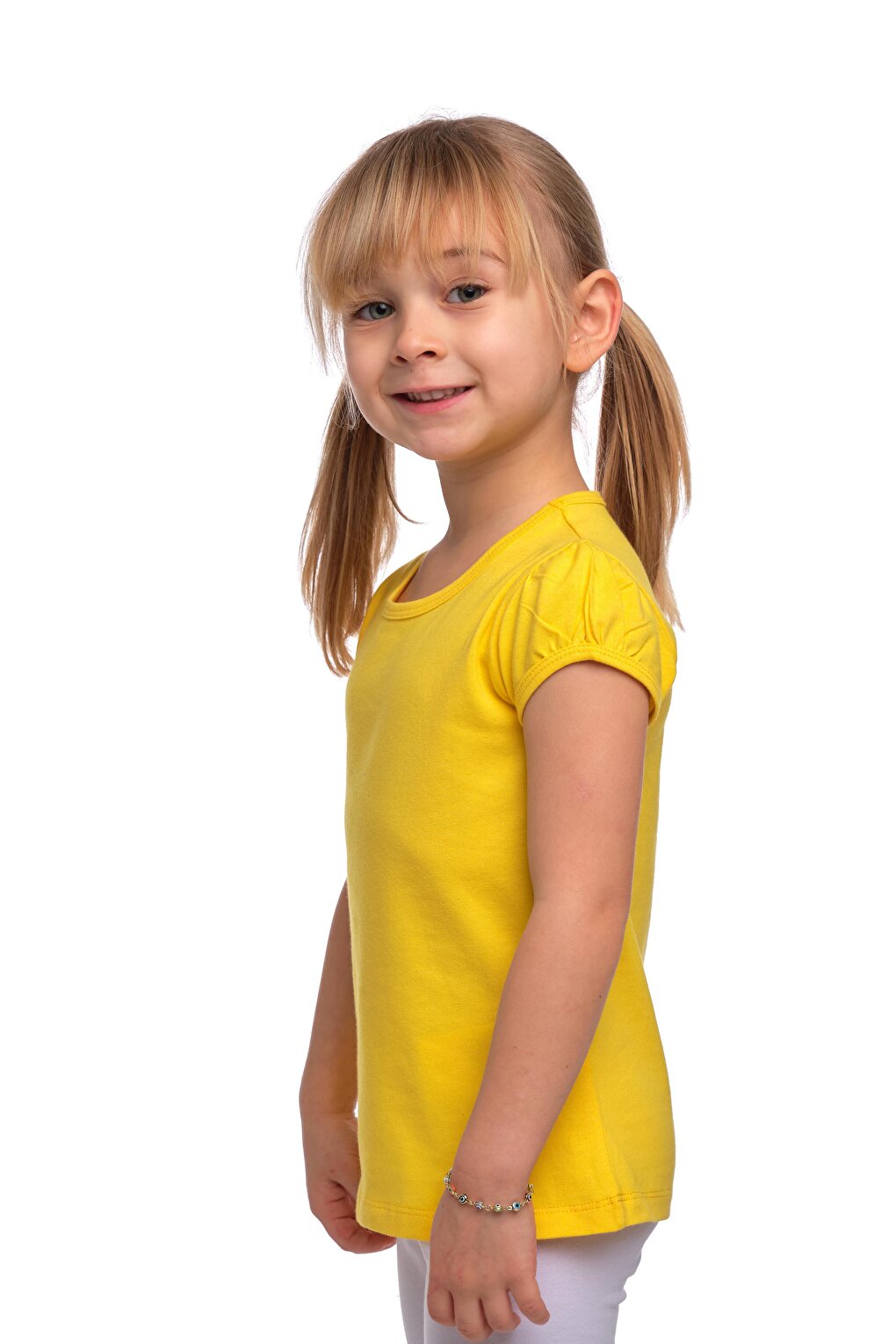 Yellow Girl's Short Sleeve Basic T-Shirt