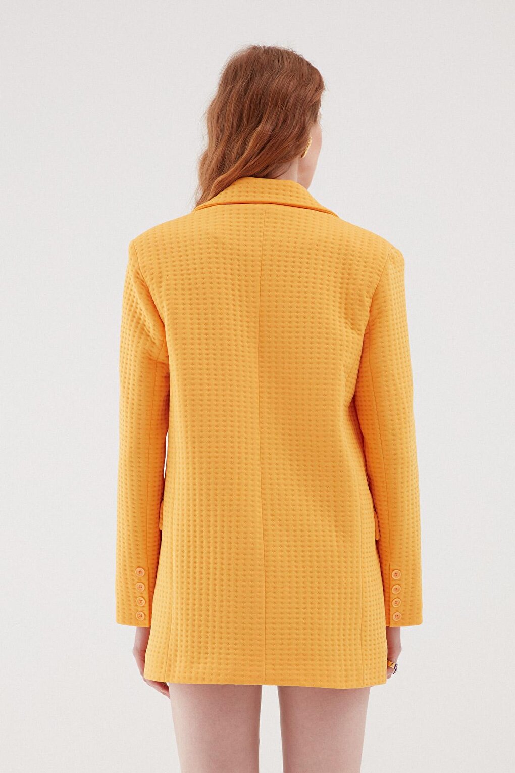 Textured Blazer Jacket Orange