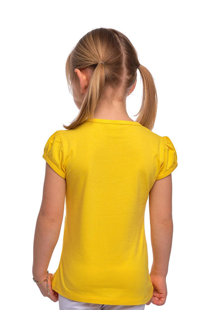 Yellow Girl's Short Sleeve Basic T-Shirt