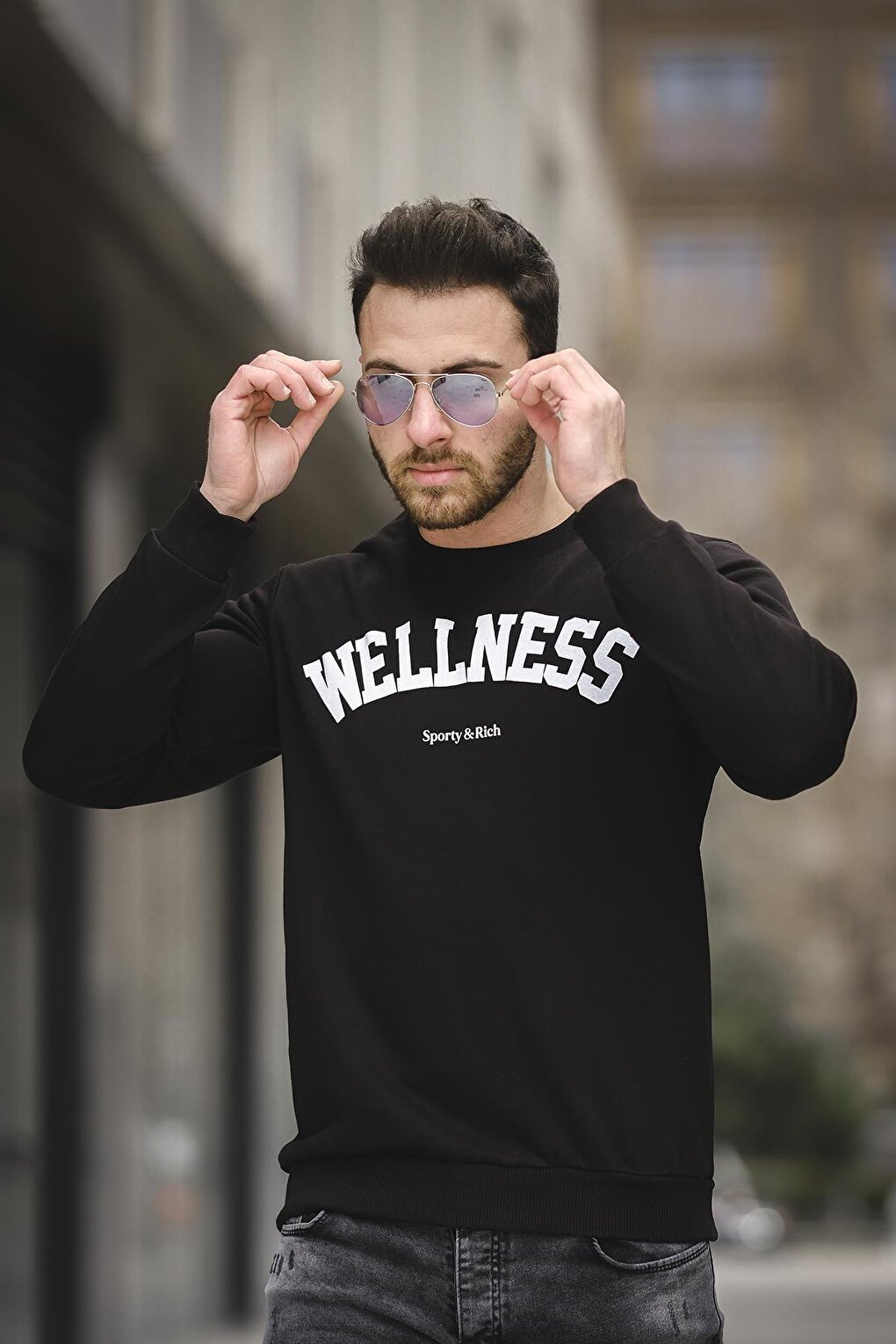 Wellness Slim Fit Three Thread Without Raising Printed Men's Sweatshirt