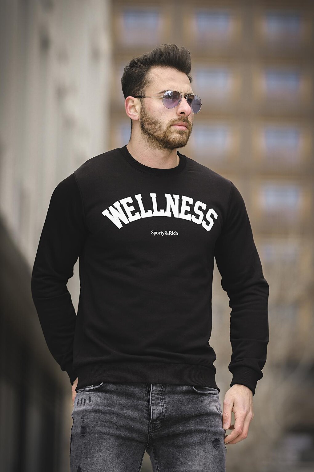 Wellness Slim Fit Three Thread Without Raising Printed Men's Sweatshirt