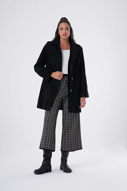 Boucle Colored Lining Black Coat