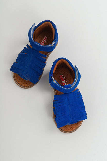 Girl's Saks Blue Leather healthy Supported Children's Sandals