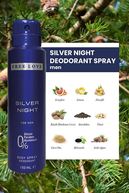 Silver Night EDP Men's Perfume 100 ml and Deodorant 150 ml 3 Pieces