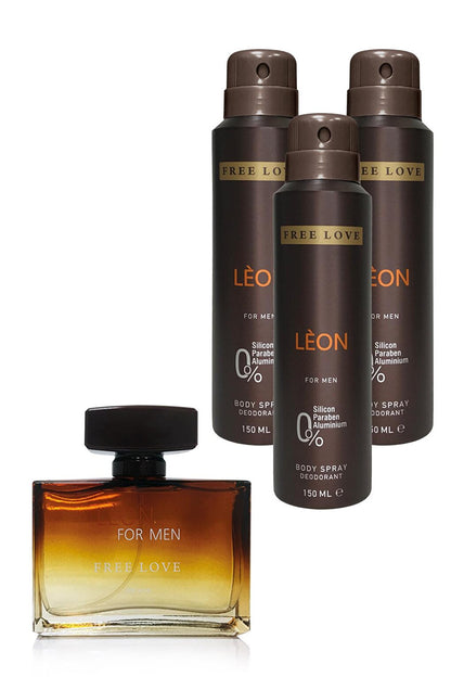 Leon EDP Men's Perfume 100 ml and Deodorant 150 ml 3 Pieces