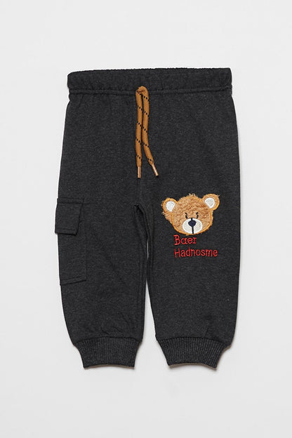 Bear Printed Pocket Baby Boy Sweatpants