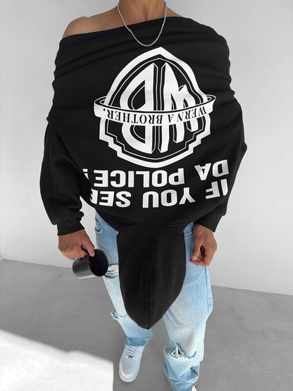 Oversize Wern A Brother Printed Sweatshirt Black