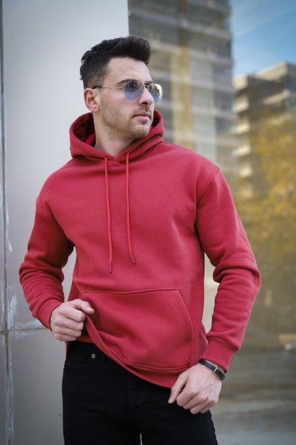 Joachim Three Thread Rose Gold Semi Oversize Hooded Basic Men's Sweatshirt