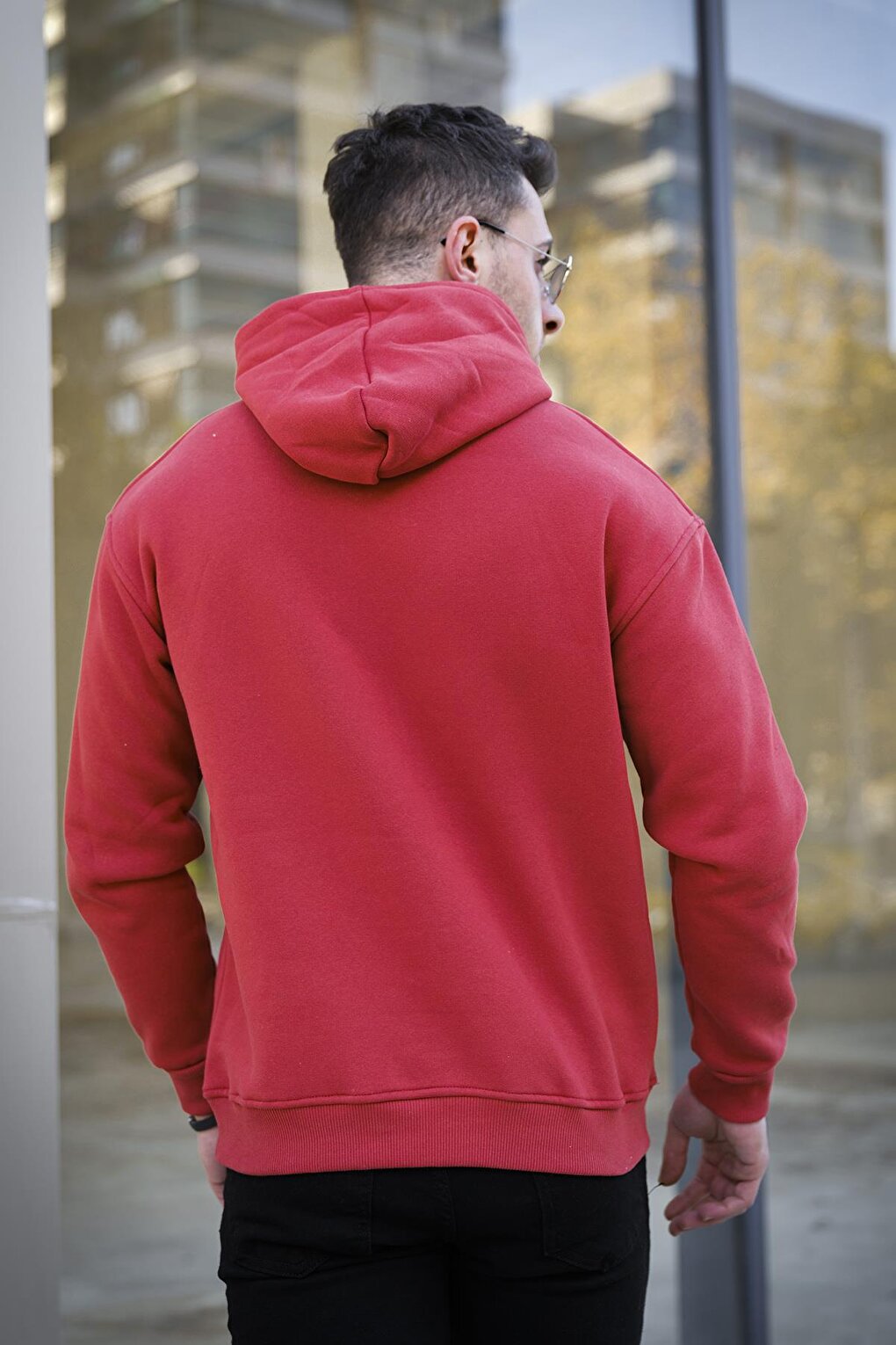 Joachim Three Thread Rose Gold Semi Oversize Hooded Basic Men's Sweatshirt