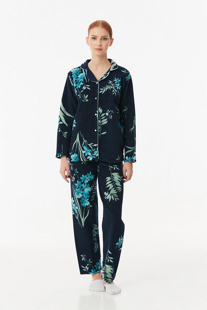 Floral Printed Buttoned Pajama Set