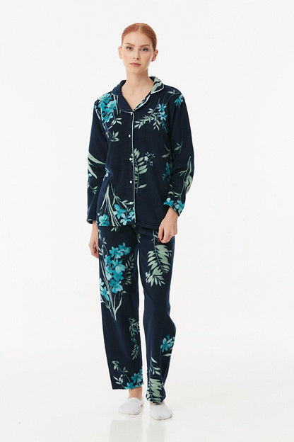 Floral Printed Buttoned Pajama Set