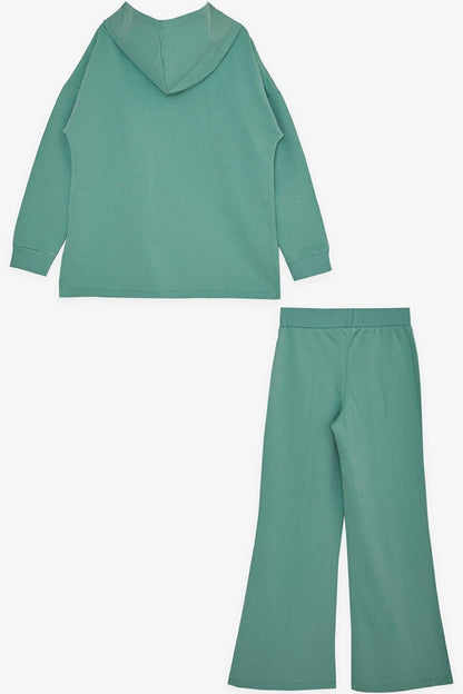 Girl's Trousers Suit, Text Printed, Slit, Mint Green (Age 10-14)