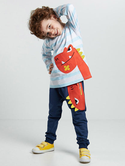 Orange Dino Boy's Trousers Set