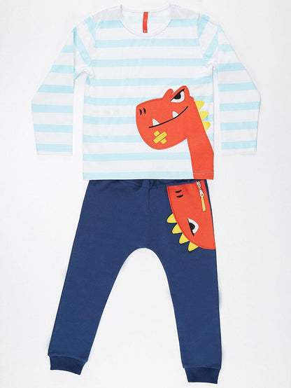 Orange Dino Boy's Trousers Set