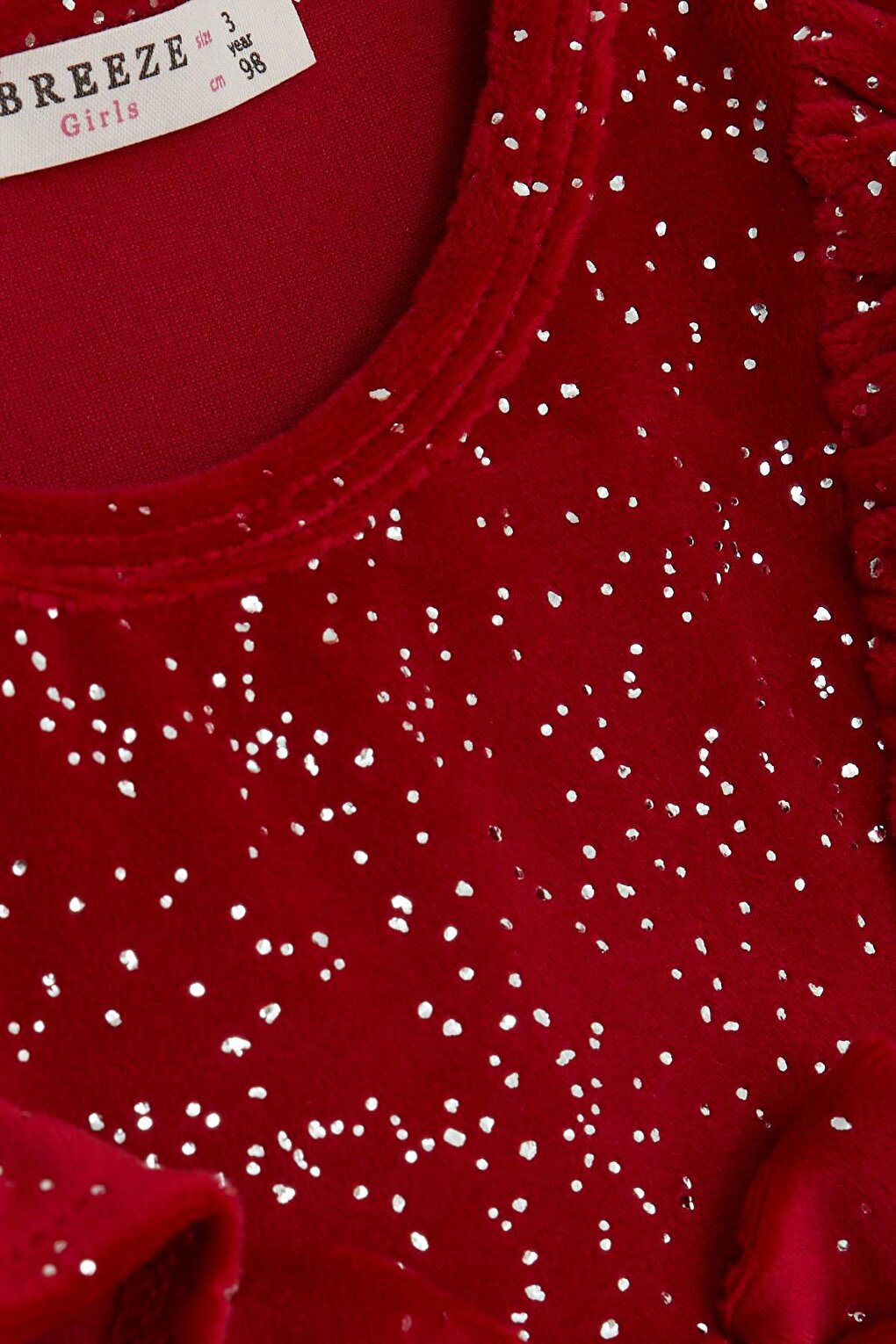 Girl's Velvet Dress with Bow and Glitter and Tulle in Red (Age 3-8)