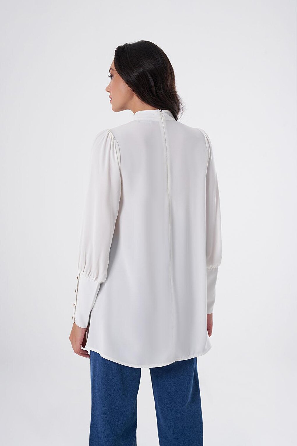 Long Cuffed Ecru Tunic