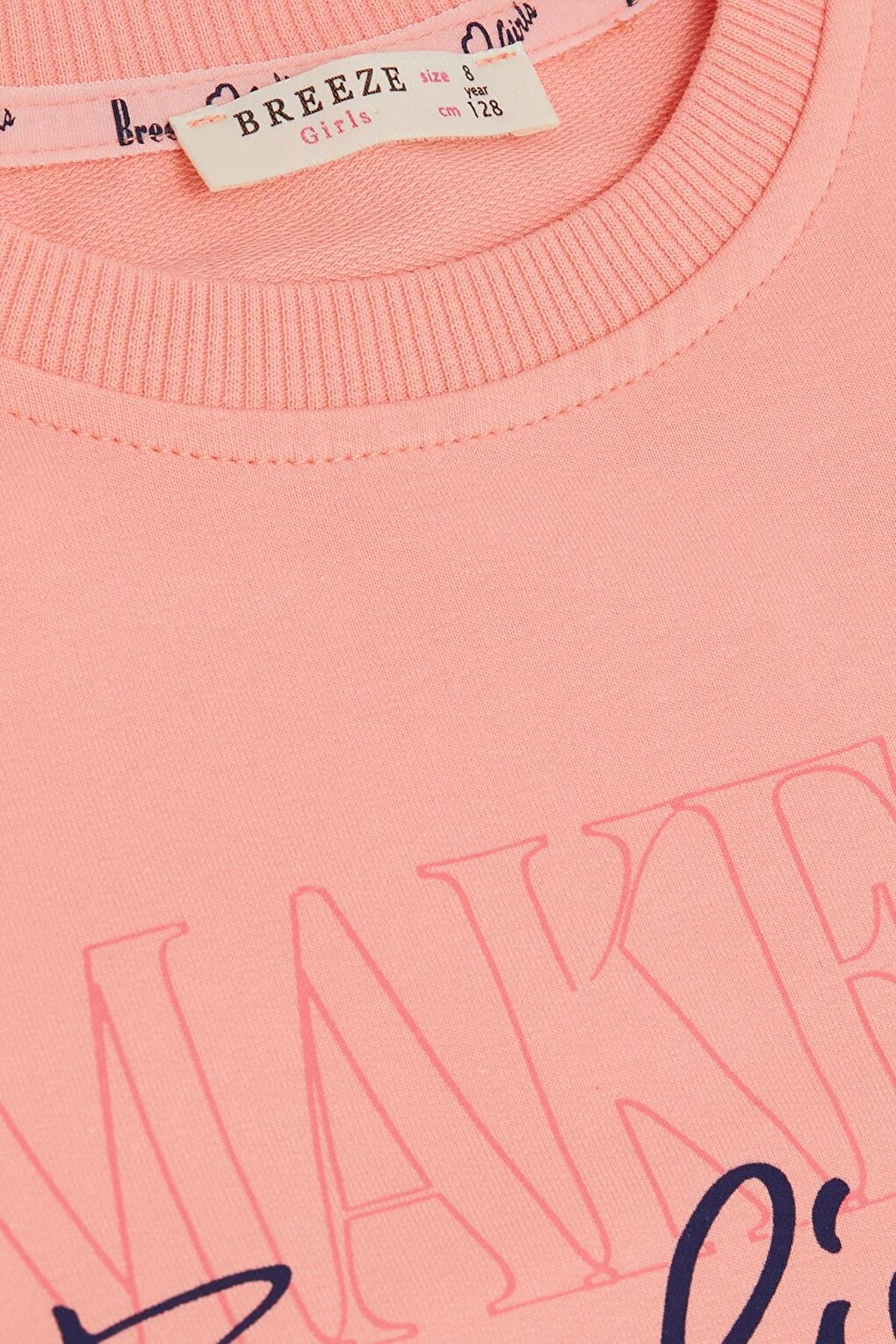 Girl's Sweatshirt Gilded Text Printed Salmon (Age 6-12)