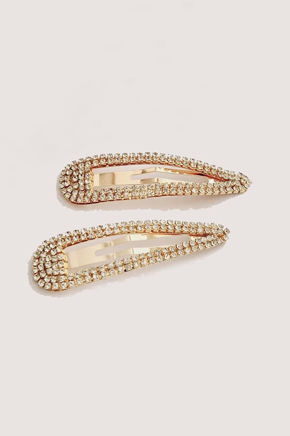 Gold Rhinestone Stone Stud Hair Clip set 2 Pack