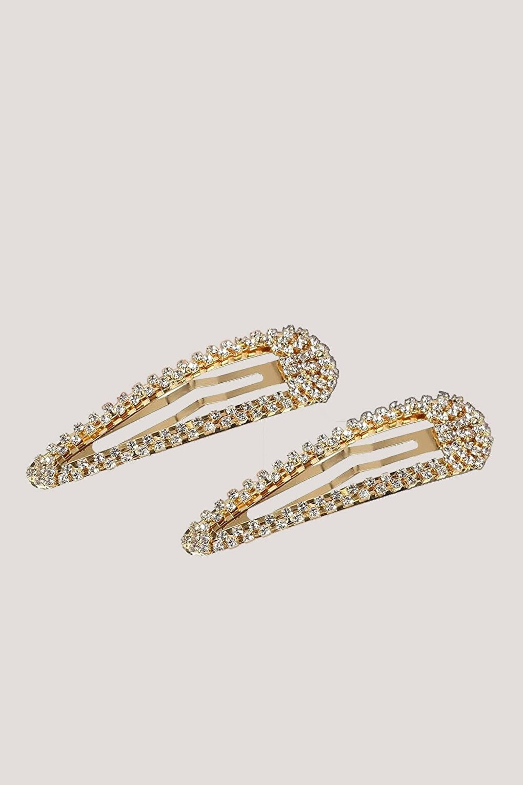 Gold Rhinestone Stone Stud Hair Clip set 2 Pack