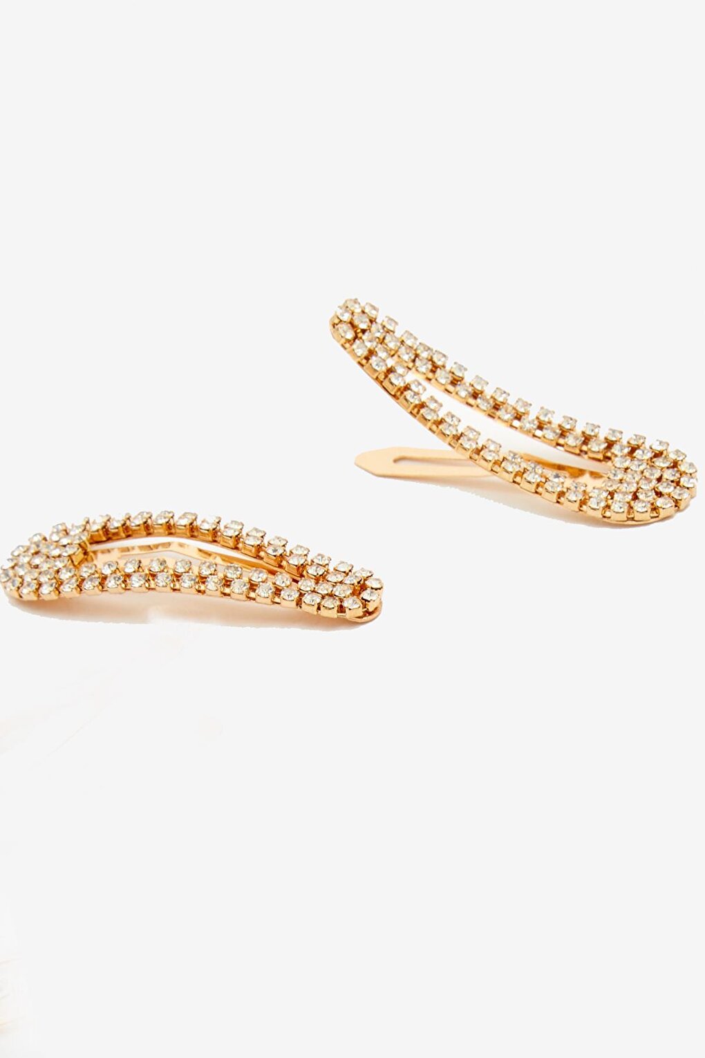 Gold Rhinestone Stone Stud Hair Clip set 2 Pack