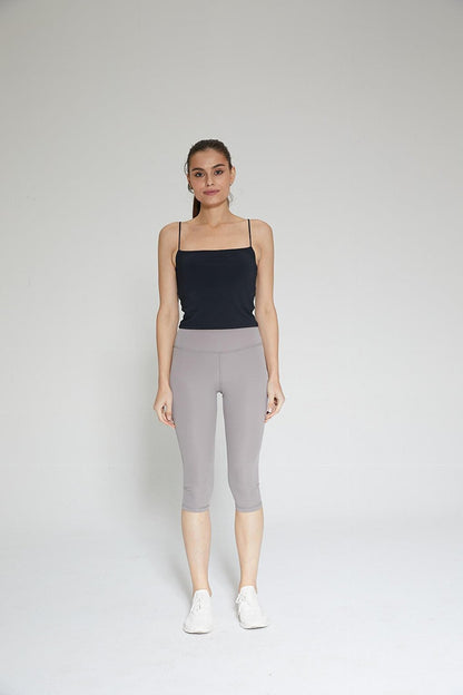 Gray Women's High Waist Soft Touch Capri Below Knee Tights - Fiona