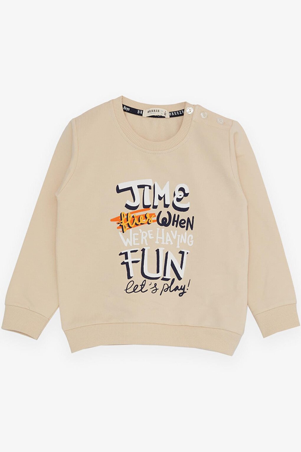 Boy's Tracksuit Set Fun Themed Text Printed Cream (Age 2-6)