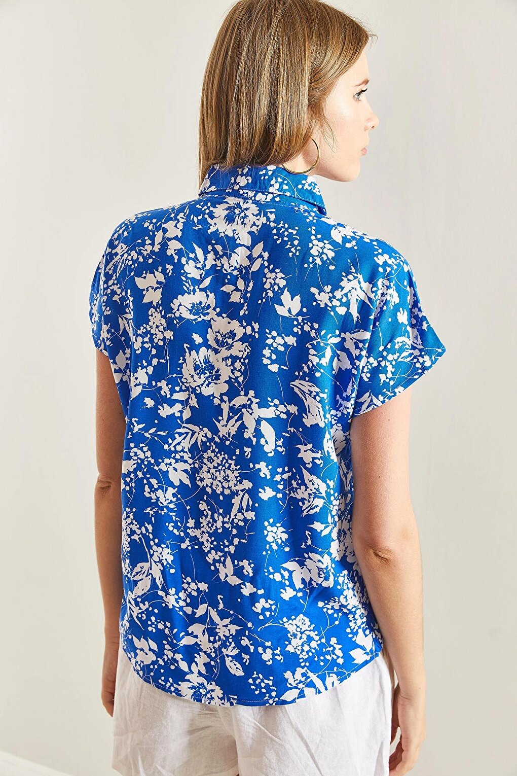 Women's Short Sleeve Patterned Viscose Shirt