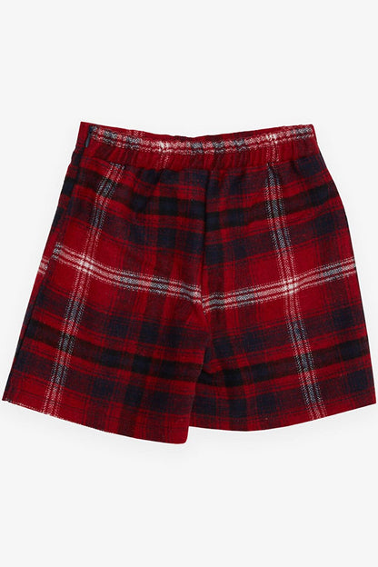 Girl's Shorts Skirt Button Accessories Elastic Waist Red (8-14 Years)