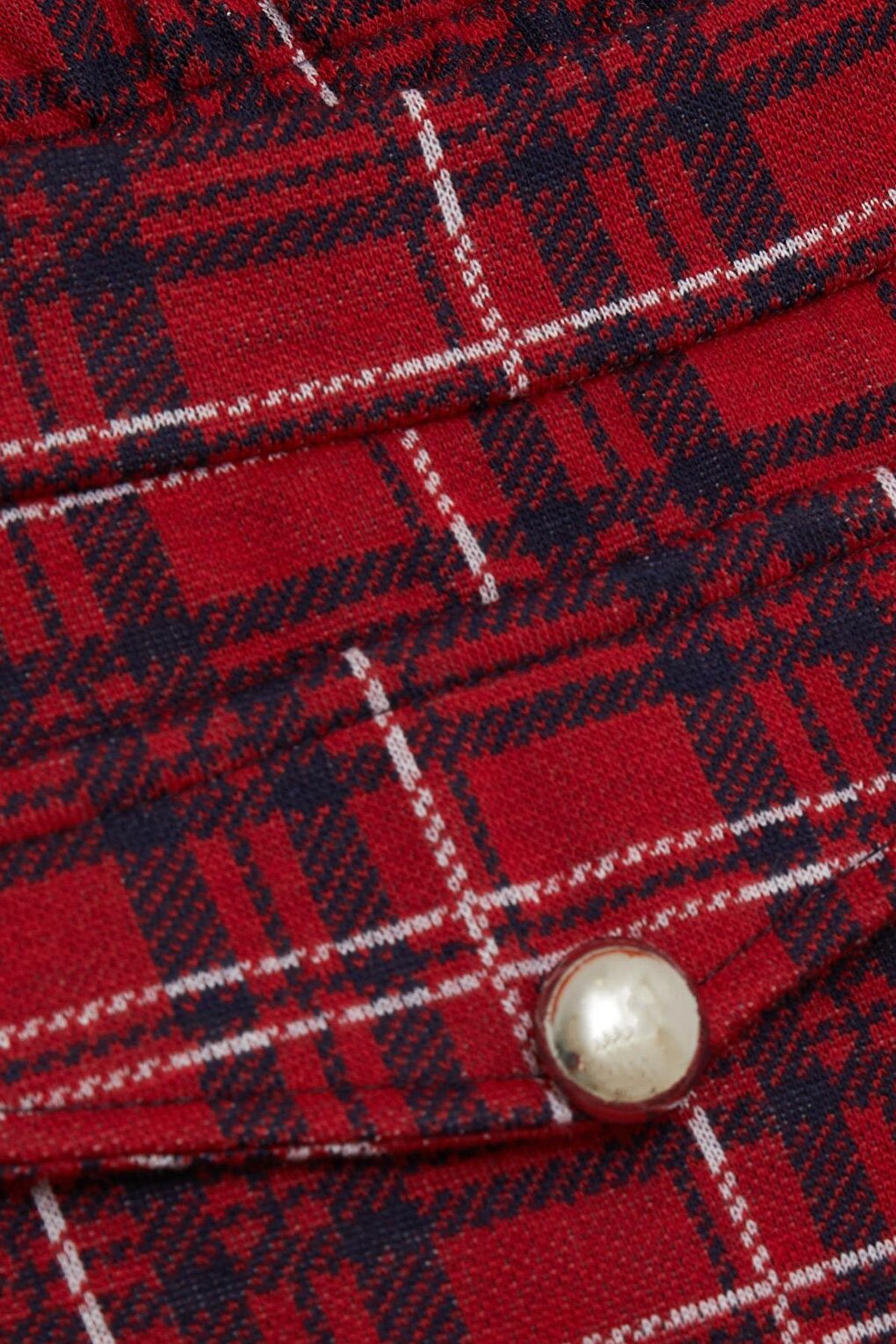 Girl's Shorts Skirt Cover Pocket Button Accessory Plaid Patterned Red (Age 9-12)