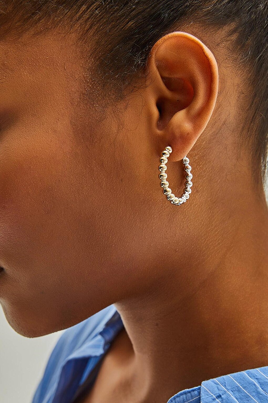 Women's Accessory Two Color Toptop Hoop Earrings