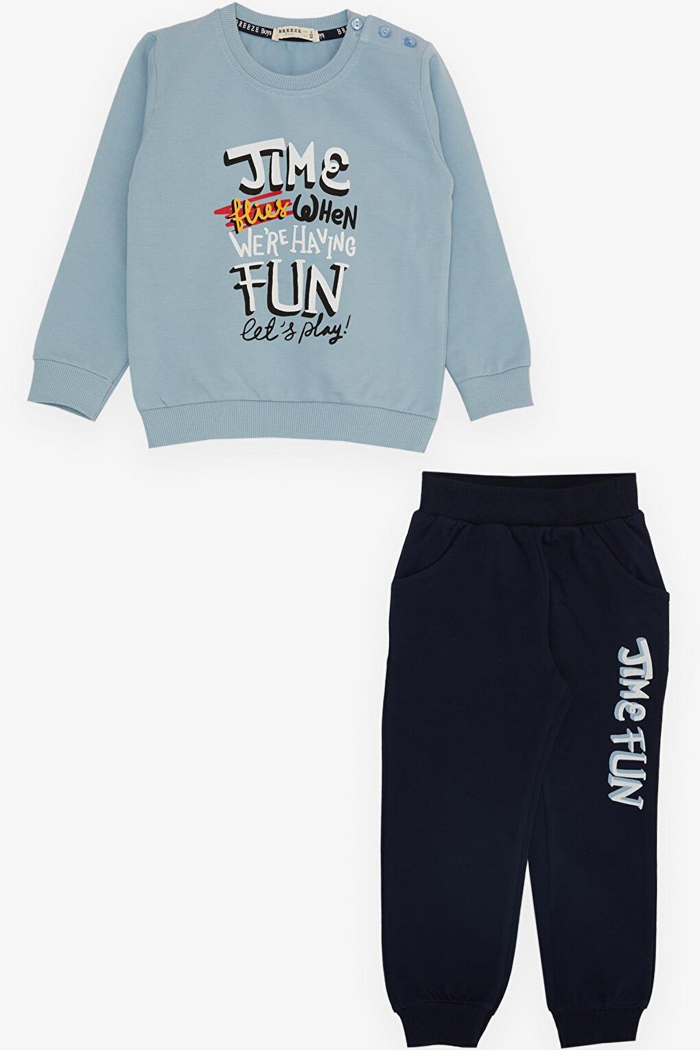 Boy's Tracksuit Set Fun Themed Text Printed Light Blue (Age 2-6)