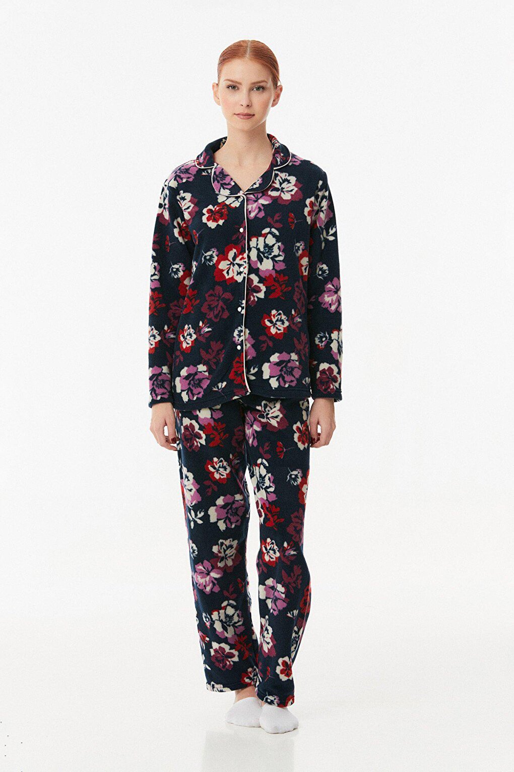 Floral Printed Buttoned Pajama Set