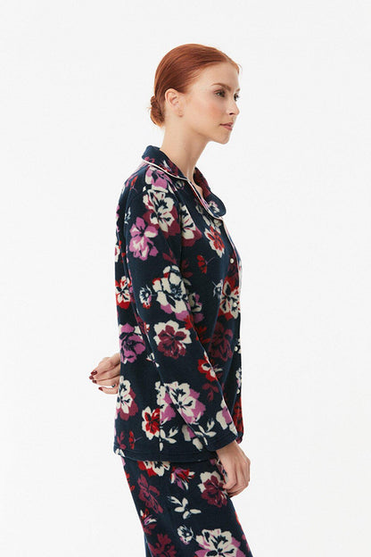 Floral Printed Buttoned Pajama Set