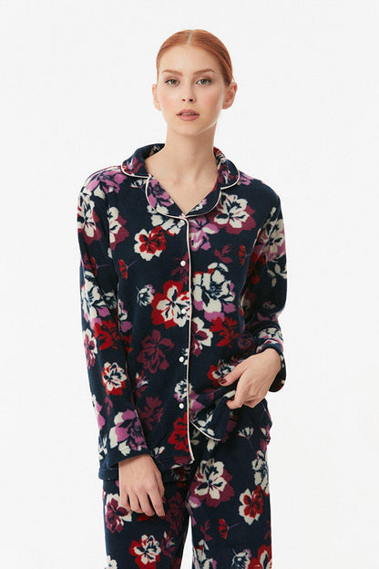 Floral Printed Buttoned Pajama Set