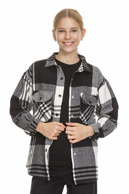 Girl's Pleated Back Plaid Shirt 9-14 Years Lx170