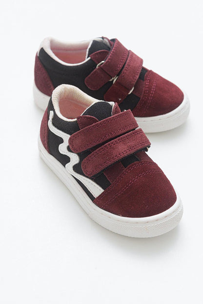 Boys' Burgundy Leather healthy Supported Sneaker Shoes